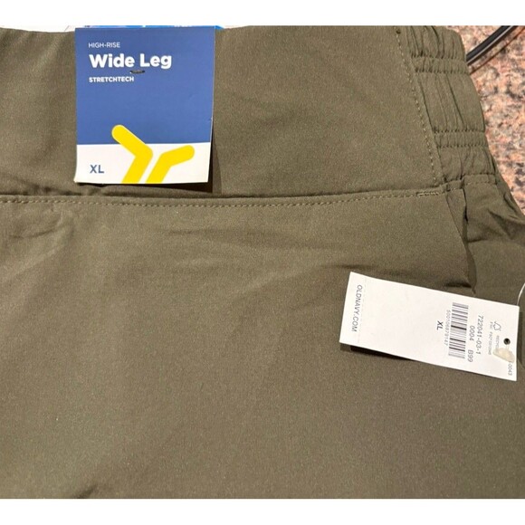 Old Navy Wide Leg Cropped Pants Size XL Olive Green Athleisure Casual Pull On - Picture 4 of 10
